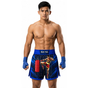 Shorts de boxe imprimés tendance, logo personnalisé, shorts de Muay Thai pour hommes, vêtements de combat pour hommes, nouveau design de shorts de boxe - Product Image 3