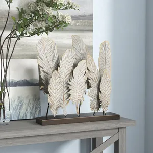 Sculpture de feuillage métallique artisanale, décoration de table rustique pour le salon, design d'intérieur, statue artistique sur le thème des plantes - Product Image 5