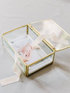 Vintage Style Metal Glass Jewelry Organizer Box With <b>Mirror</b> Base For Wedding Gifts And Home Decoration - Product Image 1