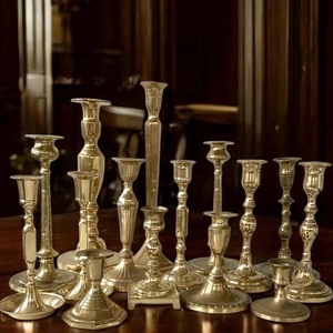 ILAHI's Vintage <b>Brass</b> Handmade Tapered <b>Candlestick</b> Holder Embossed Design High Quality Heat Resistant for Home Christmas Wedding - Product Image 4