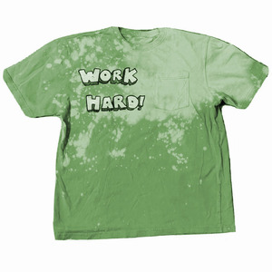 Camiseta Work Hard Tie Dye Unisex de Manga Corta, Cuello Redondo, 100% Algodón, Corte Regular, para Todas las Temporadas, Patrón Verde y Blanco, Talla Grande - Product Image 1
