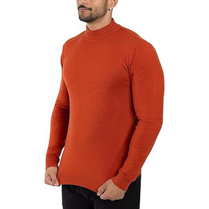Pull à col roulé en tricot orange pour homme, manches longues, couleur unie, vêtement d'automne - Product Image 5