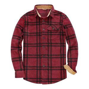 เสื้อเชิ้ตผ้าฟลานเนลลายตารางสีน้ำเงินขาวสำหรับผู้ชาย ผ้าฝ้ายผสมบุซับในอุ่น ปิดด้วยกระดุม สไตล์สมาร์ทแคชชวล - Product Image 5