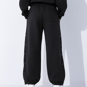 Pantalon pour femme en molleton polyester/coton sur mesure, coupe régulière, couleur unie, taille élastique, hiver, hip-hop, haute qualité - Product Image 2