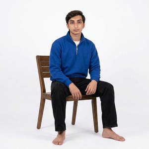 Custom Men Quarter <b>Zip</b> Sweatshirt Premium Cotton Fleece Loose Fit Mock Neck Minimalist Casual Streetwear Pullover - Product Image 5