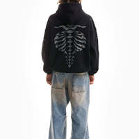 Sweat à capuche pour homme en coton 100% avec strass, design personnalisé, surdimensionné, poids lourd, hiver