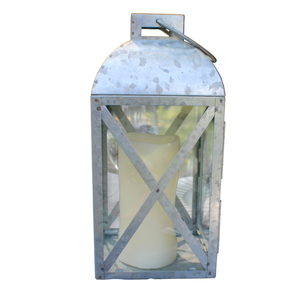 Lanterne en acier galvanisé avec poignée pour la décoration de la maison et de la ferme, porte-bougie en métal durable, lanterne à bougie faite à la main - Product Image 5