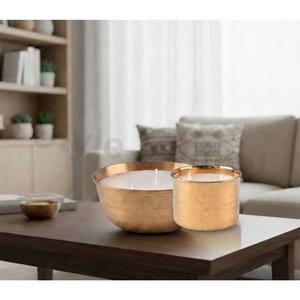 Portavelas de Oro C HM Hecho a Mano con Cera de Soja Aromática para Decoración - Navidad, Pascua, Cumpleaños y Día de San Valentín - Product Image 1