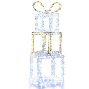 Scatole Regalo Natalizie Illuminate da 3 Piedi con 200 Luci LED Bianco Caldo/Freddo e Perline Acriliche Multicolore - Product Image 2