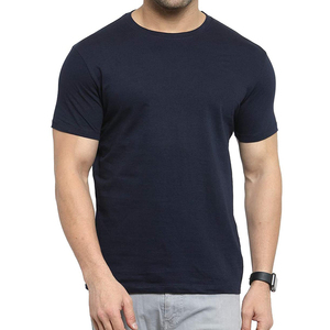 Camiseta de Manga Corta para Hombre, Cuello Redondo, Color Azul Marino, Tejido Jersey Liso, Diseño Sencillo - Product Image 1