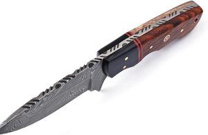 Nuevo Cuchillo Skinner Hecho a Mano de Acero de Damasco de Grado Industrial, Punta Caída, Mango de Madera de Palisandro y Madera Pakka, para Uso Exterior y EDC - Product Image 3
