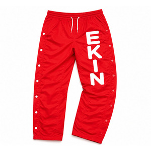 Pantalon de survêtement unisexe en nylon avec logo personnalisé, rayures incurvées, coupe ample, coupe-vent, pantalon de jogging pour homme, grande taille, jambe large - Product Image 1