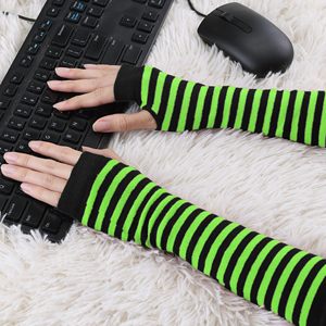 Manchons de cyclisme rayés vert-noir unisexe pour adulte, séchage rapide, 31 cm de long, en Spandex et Polyester imprimé - Product Image 5
