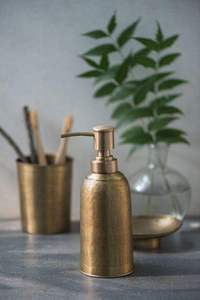 Classic Copper Modern Metal Lotion Dispenser Antique Brass Finish Eco-Friendly for Continuous Daily Use <b>Refilling</b> Bathroom Use - Product Image 5