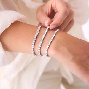 Pulsera de tenis VVS Diam para mujer con diamantes redondos cultivados en laboratorio, plata de ley 925, engaste clásico de puntas, joyería de lujo para boda - Product Image 3