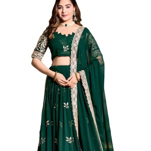 Dernier modèle de Lehenga Choli en soie Georgette avec broderie en fausse fourrure gaufrée pour les fêtes et les festivals par Fab Zone - Product Image 1
