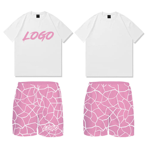 <b>Mens</b> logo print t <b>shirt</b> and shorts set <b>summer</b> casual two piece outfit custom colors street wear wholesale bulk manufacturer - Product Image 2