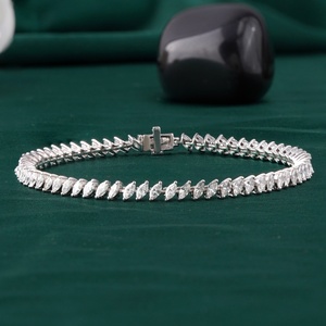 14K <b>Solid</b> <b>Gold</b> Tennis Bracelet with 3.03 CT Marquise Lab Grown Diamond White Yellow Rose <b>Gold</b> Options for Gift - Product Image 1