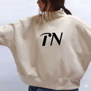Custom Soft 100% Cotton Fleece Winter Logo Printed Pullover Mock Neck Customizable <b>Sweatshirts</b> Wholesale Women <b>Embroidery</b> - Product Image 3
