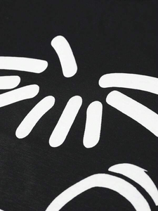 เสื้อยืดและกางเกงเซ็ตพิมพ์ลายการ์ตูนผู้ชายไซส์ใหญ่พิเศษ ผ้าฝ้ายพรีเมียม สีดำขาว สไตล์ลำลองสำหรับฤดูร้อน - Product Image 5