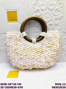 Craftstages International Luxury Handmade Shell <b>Sequin</b> Evening Clutch Chain Handle | Fashion Party Flap Closure Multi-Function - Product Image 2
