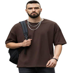 T-shirt décontracté 100 % coton épais 260 GSM pour homme, coupe oversize à épaules tombantes, manches courtes en maille - Product Image 2