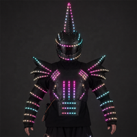 Costume de lutin LED Alien Armor WisdomTimes avec casque pointu, performance robotique LED pour spectacles sur scène, boîtes de nuit et KTV