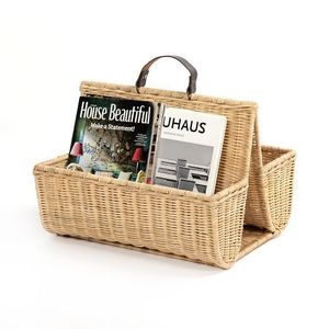 Panier porte-journaux, panier organisateur de magazines, panier de rangement en rotin, organisateur de rangement en osier, panier porte-revues, décoration intérieure - Product Image 1