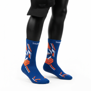 Premium 340 GSM Wool/Spandex Quick Dry Breathable Eco-Friendly Men's Athletic Floor Ball <b>Grip</b> <b>Socks</b> <b>Custom</b> Jacquard Logo Panels - Product Image 4