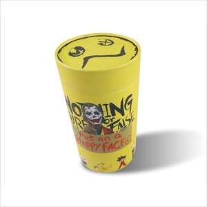 Yellow Printed Custom Cylinder <b>Box</b> For Halloween - Product Image 1