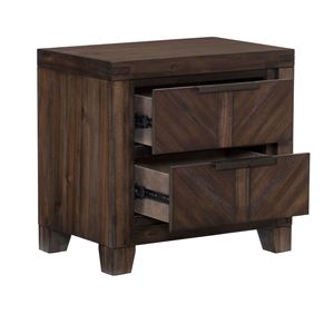 Moderno-rustico 1 pezzo Espresso Espresso finitura comodino in legno camera da letto mobili con stile plancia cassetti dettagli - Product Image 4