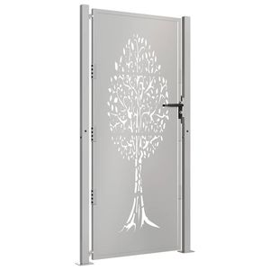 Puerta de Jardín de 39.4x68.9 Pulgadas con Diseño de Árbol, Rejilla y Puertas de Acero Corten - Product Image 3