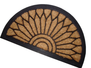 Alfombra de Entrada Art Deco con Diseño de Rayos de Sol, Media Luna, de Fibra de Coco, Fabricada a Máquina, con Respaldo de Goma Gruesa Antideslizante, para Exteriores, Hogar, Hotel - Product Image 1