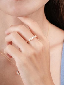 Bague demi-éternité en or massif 14 carats avec diamant de laboratoire taille brillant rond, bijou de fiançailles élégant pour les amoureux - Product Image 2