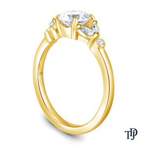 Bague de fiançailles en or 10K avec pierres latérales rondes marquise, design inspiré des feuilles, diamant central cultivé en laboratoire, OEM - Product Image 5