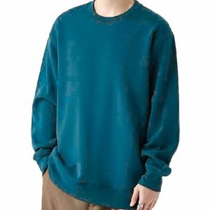 เสื้อสเวตเชิ้ตผู้ชายสีน้ำตาล คอกลม ผ้าฝ้ายถัก 100% ทรงโอเวอร์ไซส์ สีพื้น แขนยาว สไตล์ลำลอง สำหรับฤดูใบไม้ร่วง - Product Image 4