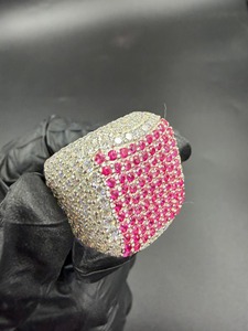 Anillo de Plata 925 con Micro Pavé de Rubí Rosa Estilo Hip Hop, Joyería de Lujo para Cóctel, Regalo Elegante para Ella, Anillo de Fiesta - Product Image 2