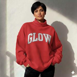 Sudadera de Moda 2026 para Mujer, Cuello Alto Simulado, Manga Larga, Algodón Suave Cepillado, Corte Holgado, Invierno/Otoño, Ecológica - Product Image 4