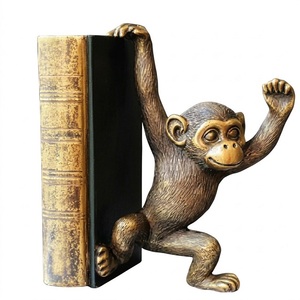 Sujetalibros de Aluminio Fundido Personalizado de Primera Calidad con Forma de Mono y Acabado Rústico Antiguo para Oficina u Hogar - Product Image 1