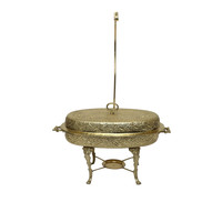 Plat à chafing ovale de luxe en laiton massif avec support suspendu, design fait main, pour buffet d'hôtel et service de repas, idéal pour les fêtes