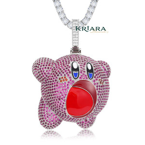 Colgante de Dibujos Animados Kirbo, Chapado en Oro de 18K, Plata 925, Diamante Cultivado en Laboratorio, Diamante de Imitación, Joyería de Regalo Unisex - Product Image 3