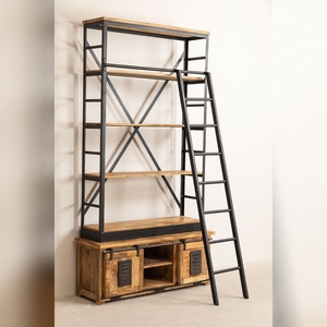 ตู้หนังสือวานดาน่า เทอร์รา รุ่นเรเดียนท์พร้อมบันได ทำจากไม้มะม่วง - Product Image 5