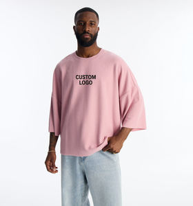 Diseño de Logotipo Personalizado OEM para Hombre y Mujer, Camiseta Clásica de Gran Tamaño con Hombros Caídos, Color Sólido de Verano, 100% Algodón, Secado Rápido y Transpirable - Product Image 1