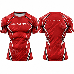 T-shirt de compression personnalisé bleu roi pour homme, vêtement de sport 100 % polyester, anti-humidité, respirant, sublimation, rashguard sportif - Product Image 5