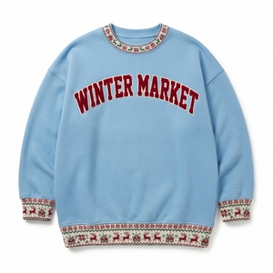 Women's <b>Navy</b> Crew Neck Sweatshirt Cold Weather Letter Print Christmas Pattern Sleeve Winter Casual Pullover Long Sleeve <b>Top</b> - Product Image 6