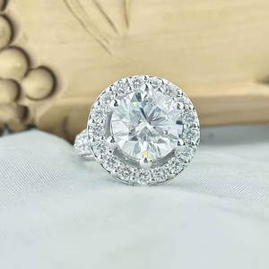 White Gold Round Diamond Ring with Side <b>Stones</b>, where classic brilliance meets modern artistry in a beautifully balanced design - Product Image 1