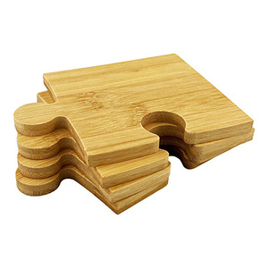 Modern <b>Square</b> Bamboo Wood Coaster <b>Set</b> Puzzle Interlocking Table Mat for Coffee Mug Tea Cup Reusable Kitchenware Tabletop Decor - Product Image 5