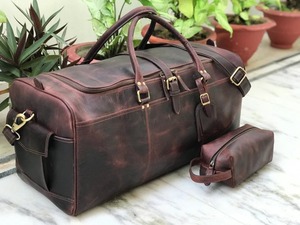 กระเป๋าหนังแท้แบบดัฟเฟิล กระเป๋าเดินทางวินเทจสำหรับวันหยุดสุดสัปดาห์  ขนาดใหญ่ น้ำหนักเบา ซิปปิด  สำหรับทุกเพศ  ขายตรงจากโรงงาน - Product Image 6