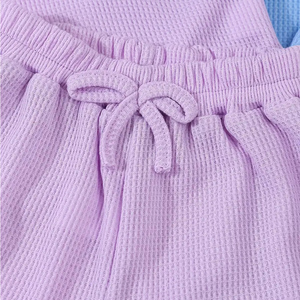 Conjunto de 2 Piezas de Camiseta y Pantalones Cortos de Algodón para Bebé Unisex, Color Sólido, Cuello Redondo, Manga Corta, Atuendo Informal de Verano, Transpirable y Ligero - Product Image 5