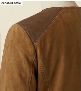 Women's Brown Suede <b>Leather</b> Coat Slim Fit Premium <b>Jacket</b> Heated Solid Button Closure Elegant Winter Wear Soft Suede Long Stylish - Product Image 6